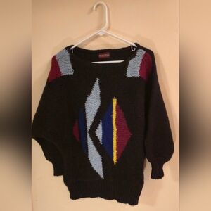 Vintage Positano Colorblock Abstract Pullover Wool Sweater - Fits like Large